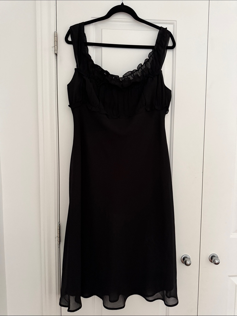 Black Ruffle-Trim Mini Dress